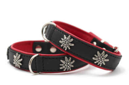 Lederhalsband mit Edelweiss